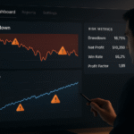 A TradingView equity curve graph showing upward and downward swings in account value in maven automation